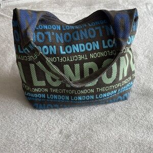 Robin Ruth London Gray Green Blue Tote EUC